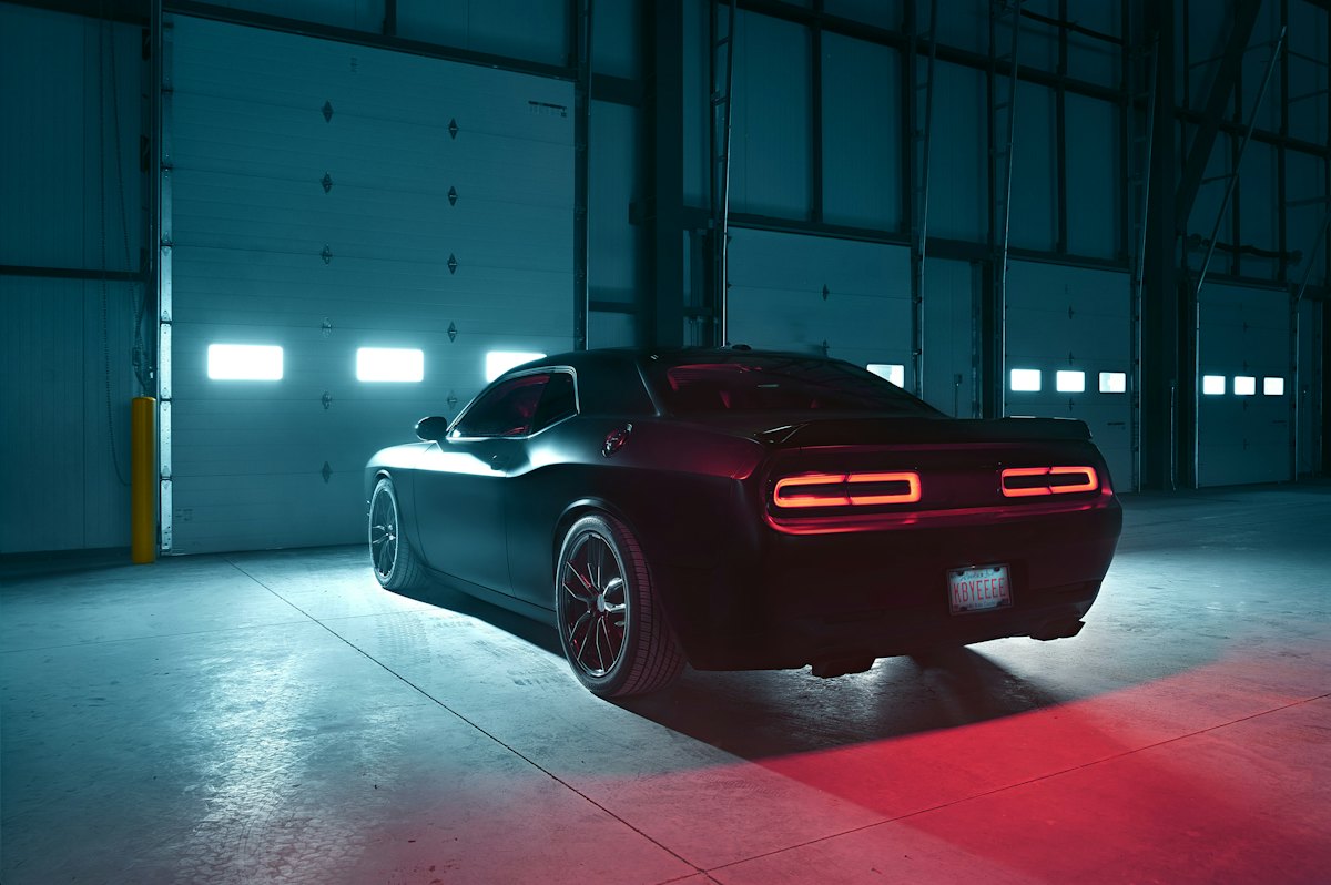 Car under the lights in the detailing bay